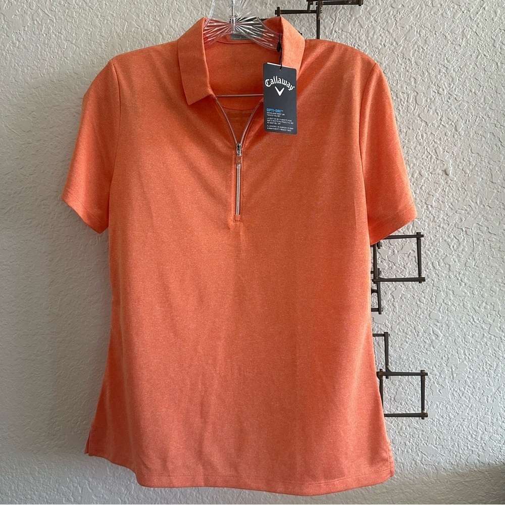 Callaway Women's Short Sleeve Zip Polo - Orange